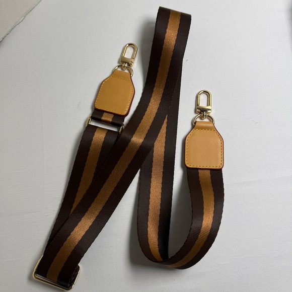 Accessories - Brown & Tan Adjustable Handcrafted Bag Strap – Gold Hardware